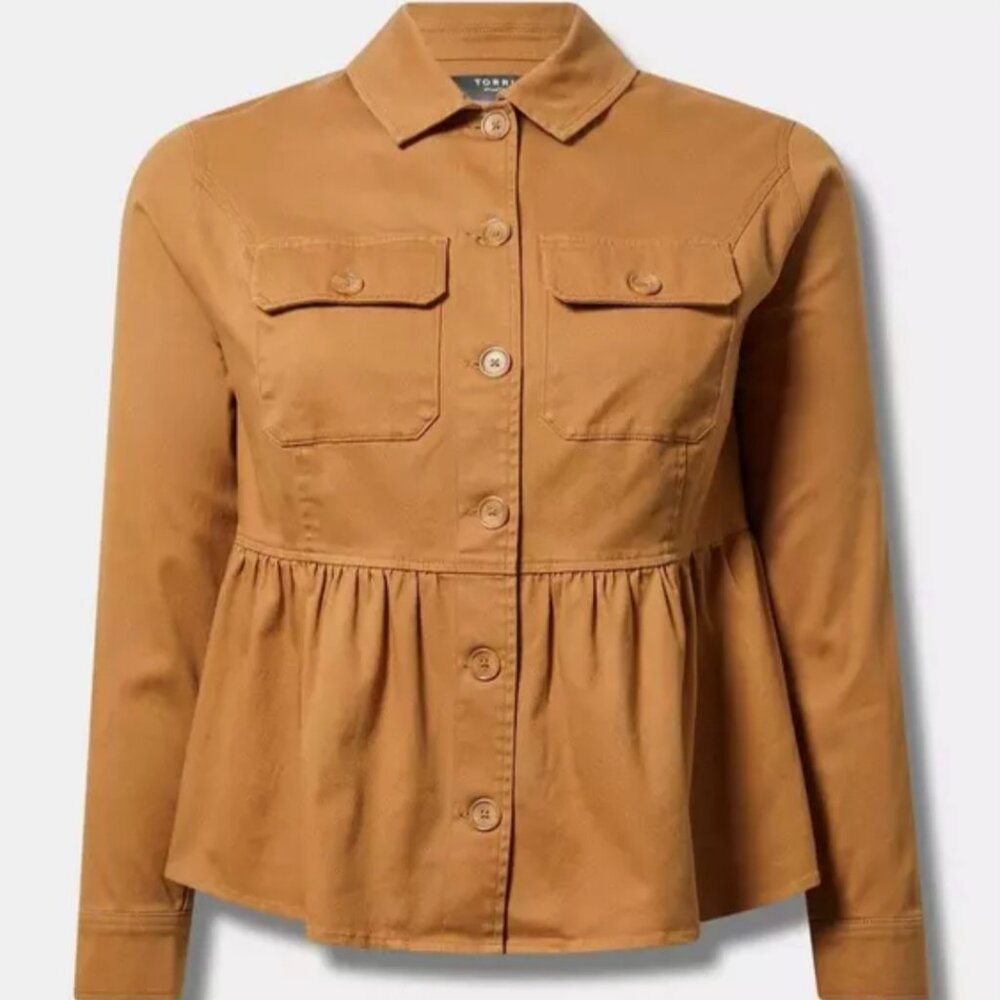 Torrid Women's Peplum Utility Jacket Cargo Coat Stretch Size L 12